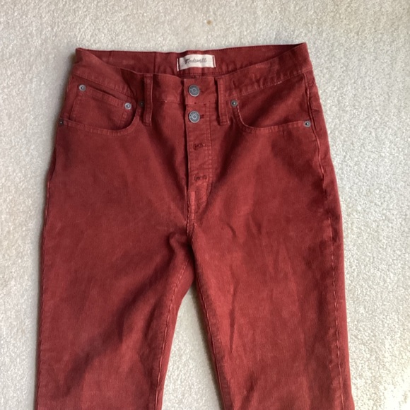 Madewell Cali Demi Boot Corduroy Pants / Size 27 Orange Cropped button Front - Picture 5 of 9